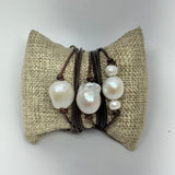 Wrap Around Pearl & Leather Bracelet