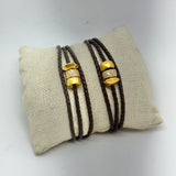 Triple Wrap Bracelet w/ Gold and Diamond Rondels