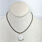 Buddha Moonstone Pendant on Leather Choker | 15"
