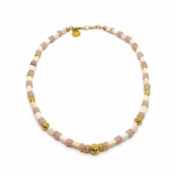 Pink Coral w/ Opal and Vermeil Beads Necklace | 17"