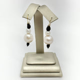 Round Pearl Stack on Leather Earrings