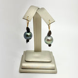 Large Tahitian Pearl on Leather Earrings