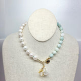Amazonite w/ Gold Charm Necklace | 16 1/2"