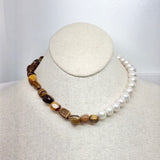 Freshwater Pearl and Tigers Eye Choker | 16"