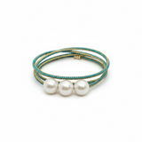 Triple Wrap Edison Pearls on Metallic Cord Bracelet