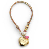 Puffy Heart Charm with Accents on Pink Chord | 17"
