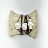 Wrap Around Pearl & Leather Bracelet