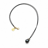 Tahitian Pearl Necklace with a Silver Pave Diamond Roundel | 26"