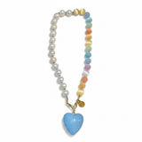 Freshwater Pearl and Semi-Precious Bead Necklace with Puffy Heart