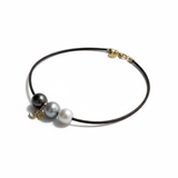 Triple Pearl Choker with Om Charm | 16"