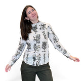 PDC - Relax Herbal Print Ruffle Collarless Blouse | Ivory