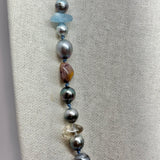 Necklace-Mid-length | Tahitian w/ Semi- precious stones and diamond clasp