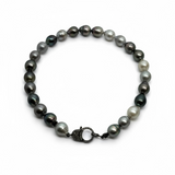 Tahitian Pearl Necklace w/ Silver Diamond Pave Clasp