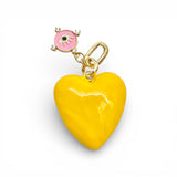 Yellow Enamel Heart with Evil Eye Charm | Large Size