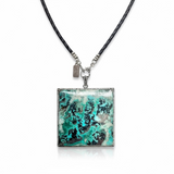Large Turquoise Pendant w/ Silver Pave Diamond