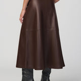 JJ - The Tavi Vegan Leather Skirt | Dark Chocolate