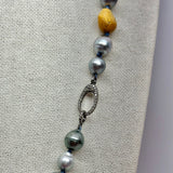 Necklace-Mid-length | Tahitian w/ Semi- precious stones and diamond clasp