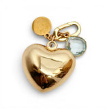 Gold Puffy Heart Charm with Semi-Precious Stone Charm | Small Size