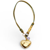 Puffy Heart Charm on Metallic Chord | 16"
