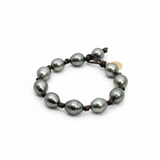 The Classic Tahitian Pearl Bracelet with Knots | Dark Brown | 7.5"