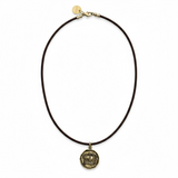 Gold Crown Charm on Leather Choker | 16"