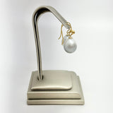 Grey Freshwater Pearl Earrings w/ 18K Gold and Diamonds