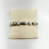 Tahitian Pearls w/ Silver Diamond Rondel Bracelet | 7.5"