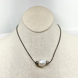 White Baroque Pearl w/ Diamond Roundels Choker | 16"