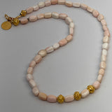 Pink Coral Choker w/ Vermeil Beads | 16"