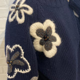 BM - Floral Wool Sweater | Navy