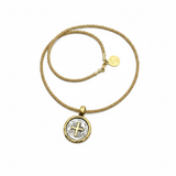 Plated Coin w/ Cross on Braided Leather Choker | 16"