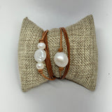 Wrap Around Pearl & Leather Bracelet
