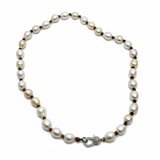 South Sea Pearl Necklace with Silver Pave Diamond Clasp | 22”