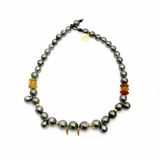 Tahitian Pearls & Semi-Precious Stone Choker | 15"