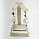 Baroque on Leather | Gold Plated Earrings