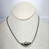 Tahitian pearl w/ Silver pave diamond Rondels | 16"