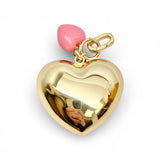 Gold Puffy Heart with Extra Small Enamel Heart | Extra Large Size