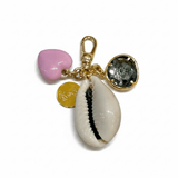 Puka Shell Charm Cluster | Pink Heart and Cubic Zirconia Charm