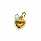Puffy Heart with Cubic Zirconia Charm | Blue