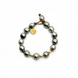 Tahitian Pearl Bracelet with Gold Roundels | 7"