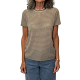 UN - 100% Cashmere T-Shirt | Ecru Thin Stripes