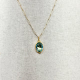 Aquamarine, 24K Gold, & Diamond Pendant
