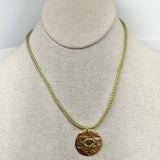 Evil Eye Pendant on Metallic Cord | 16"