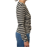UN - 100% Cotton Long Sleeve Striped T-Shirt | Galet Noir