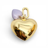 Gold Puffy Heart with Small Enamel Puffy Heart | Medium Size