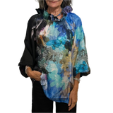 YV - Ruffle Neck Silk Top | Blue Violet