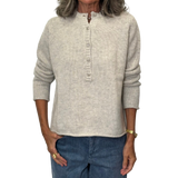 UN - Wool Cashmere Sweater  w/ Buttons | Gris Chine