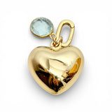 Gold Puffy Heart Charm with Semi-Precious Stone Charm | Small Size