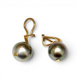 Tahitian Pearl & 14K Gold Clip On Earrings