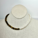 Freshwater Pearls & Tiger Eye Choker | 16"
